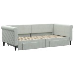 vidaXL Pat de zi cu extensie și sertare, gri deschis 90x190 cm catifea