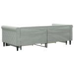 vidaXL Pat de zi cu extensie și sertare, gri deschis 90x190 cm catifea