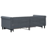 vidaXL Pat de zi cu extensie și sertare, gri închis, 90x190cm catifea