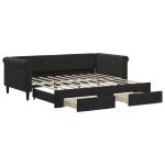 vidaXL Pat de zi cu extensie și sertare, negru, 90x190 cm, catifea vidaXL Pat de zi cu extensie și sertare, negru, 90x190 cm, catifea