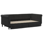 vidaXL Pat de zi cu extensie și sertare, negru, 90x190 cm, catifea vidaXL Pat de zi cu extensie și sertare, negru, 90x190 cm, catifea