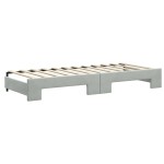vidaXL Pat de zi cu extensie și sertare, gri deschis 80x200 cm catifea