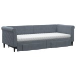 vidaXL Pat de zi cu extensie și sertare gri închis 80x200 cm catifea vidaXL Pat de zi cu extensie și sertare gri închis 80x200 cm catifea