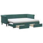 vidaXL Pat de zi cu extensie și sertare verde închis 80x200 cm catifea