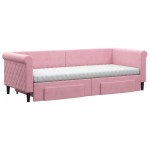 vidaXL Pat de zi cu extensie și sertare, roz, 80x200 cm, catifea vidaXL Pat de zi cu extensie și sertare, roz, 80x200 cm, catifea