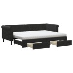 vidaXL Pat de zi cu extensie și sertare, negru, 80x200 cm, catifea vidaXL Pat de zi cu extensie și sertare, negru, 80x200 cm, catifea