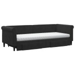 vidaXL Pat de zi cu extensie și sertare, negru, 80x200 cm, catifea vidaXL Pat de zi cu extensie și sertare, negru, 80x200 cm, catifea