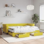 vidaXL Pat de zi cu extensie și sertare, galben, 80x200 cm, catifea vidaXL Pat de zi cu extensie și sertare, galben, 80x200 cm, catifea