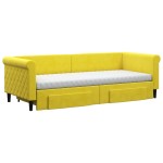 vidaXL Pat de zi cu extensie și sertare, galben, 80x200 cm, catifea vidaXL Pat de zi cu extensie și sertare, galben, 80x200 cm, catifea