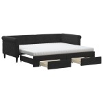 vidaXL Pat de zi cu extensie și sertare, negru, 90x200 cm, catifea vidaXL Pat de zi cu extensie și sertare, negru, 90x200 cm, catifea