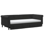 vidaXL Pat de zi cu extensie și sertare, negru, 90x200 cm, catifea vidaXL Pat de zi cu extensie și sertare, negru, 90x200 cm, catifea