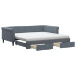 vidaXL Pat de zi cu extensie și sertare gri închis 100x200cm catifea vidaXL Pat de zi cu extensie și sertare gri închis 100x200cm catifea