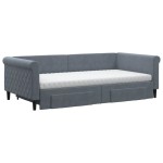vidaXL Pat de zi cu extensie și sertare gri închis 100x200cm catifea vidaXL Pat de zi cu extensie și sertare gri închis 100x200cm catifea
