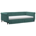 vidaXL Pat de zi cu extensie și sertare verde închis 100x200cm catifea