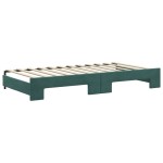 vidaXL Pat de zi cu extensie și sertare verde închis 100x200cm catifea