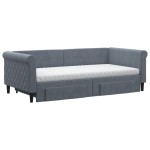 vidaXL Pat de zi cu extensie și sertare, gri închis, 90x190cm catifea