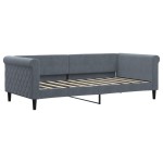 vidaXL Pat de zi cu extensie și sertare, gri închis, 90x190cm catifea