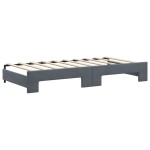 vidaXL Pat de zi cu extensie și sertare, gri închis, 90x190cm catifea