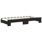vidaXL Pat de zi cu extensie și sertare, negru, 90x190 cm, catifea
