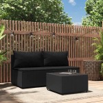 vidaXL Set mobilier de grădină cu perne, 3 piese, negru, poliratan vidaXL Set mobilier de grădină cu perne, 3 piese, negru, poliratan