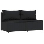 vidaXL Set mobilier de grădină cu perne, 3 piese, negru, poliratan vidaXL Set mobilier de grădină cu perne, 3 piese, negru, poliratan