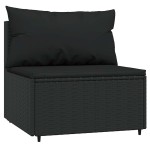 vidaXL Set mobilier de grădină cu perne, 3 piese, negru, poliratan vidaXL Set mobilier de grădină cu perne, 3 piese, negru, poliratan