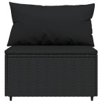 vidaXL Set mobilier de grădină cu perne, 3 piese, negru, poliratan vidaXL Set mobilier de grădină cu perne, 3 piese, negru, poliratan