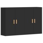 vidaXL Dulapuri montate pe perete, 2 buc, negru, lemn prelucrat