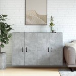 vidaXL Dulapuri de perete, 2 buc., gri beton, lemn prelucrat