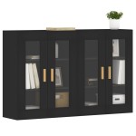 vidaXL Dulapuri montate pe perete, 2 buc, negru, lemn prelucrat