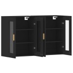 vidaXL Dulapuri montate pe perete, 2 buc, negru, lemn prelucrat