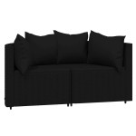 vidaXL Set mobilier de grădină cu perne, 3 piese, negru, poliratan vidaXL Set mobilier de grădină cu perne, 3 piese, negru, poliratan