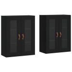 vidaXL Dulapuri montate pe perete, 2 buc, negru, lemn prelucrat