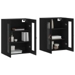 vidaXL Dulapuri montate pe perete, 2 buc, negru, lemn prelucrat
