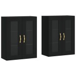 vidaXL Dulapuri montate pe perete, 2 buc, negru, lemn prelucrat