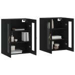 vidaXL Dulapuri montate pe perete, 2 buc, negru, lemn prelucrat