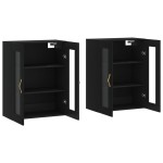 vidaXL Dulapuri montate pe perete, 2 buc, negru, lemn prelucrat