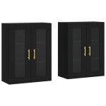 vidaXL Dulapuri montate pe perete, 2 buc, negru, lemn prelucrat