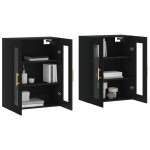 vidaXL Dulapuri montate pe perete, 2 buc, negru, lemn prelucrat