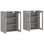 vidaXL Dulapuri montate pe perete, 2 buc, gri Sonoma, lemn prelucrat