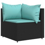 vidaXL Set mobilier de grădină cu perne, 3 piese, negru, poliratan vidaXL Set mobilier de grădină cu perne, 3 piese, negru, poliratan