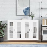 vidaXL Dulapuri montate pe perete, 2 buc, alb, lemn prelucrat