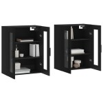 vidaXL Dulapuri montate pe perete, 2 buc, negru, lemn prelucrat