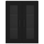 vidaXL Dulapuri montate pe perete, 2 buc, negru, lemn prelucrat