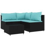 vidaXL Set mobilier relaxare grădină 4 piese cu perne poliratan negru