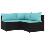 vidaXL Set mobilier relaxare grădină 4 piese cu perne poliratan negru