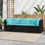 vidaXL Set mobilier de grădină cu perne, 3 piese, negru, poliratan vidaXL Set mobilier de grădină cu perne, 3 piese, negru, poliratan