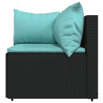 vidaXL Set mobilier de grădină cu perne, 3 piese, negru, poliratan vidaXL Set mobilier de grădină cu perne, 3 piese, negru, poliratan