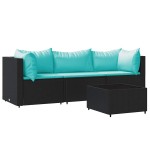 vidaXL Set mobilier relaxare grădină 4 piese cu perne poliratan negru
