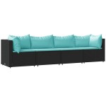 vidaXL Set mobilier relaxare grădină 4 piese cu perne poliratan negru vidaXL Set mobilier relaxare grădină 4 piese cu perne poliratan negru